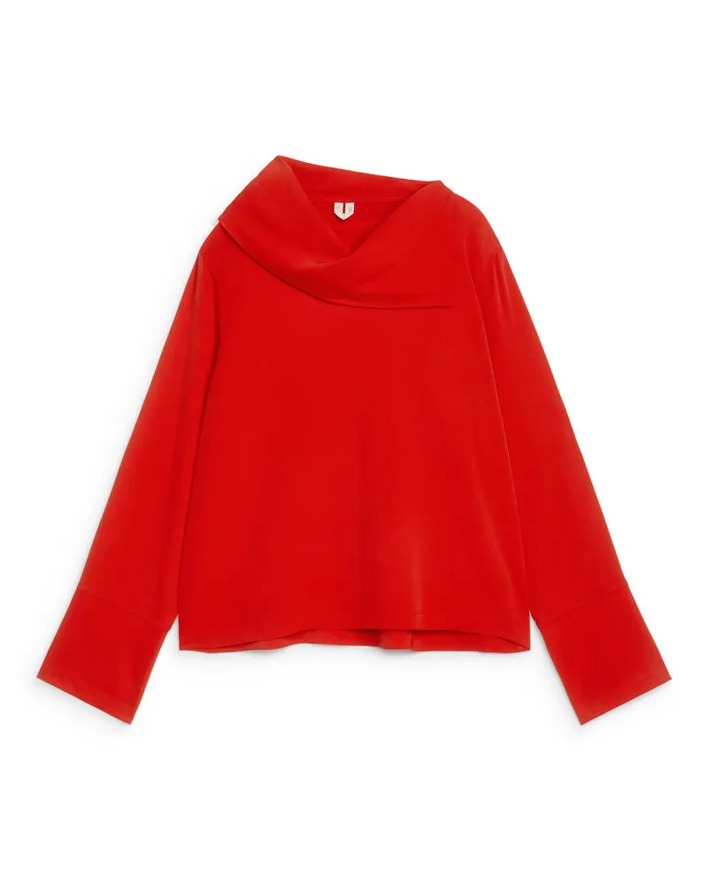 Arket Bluse Mit Weitem Kragen - Rot Rot