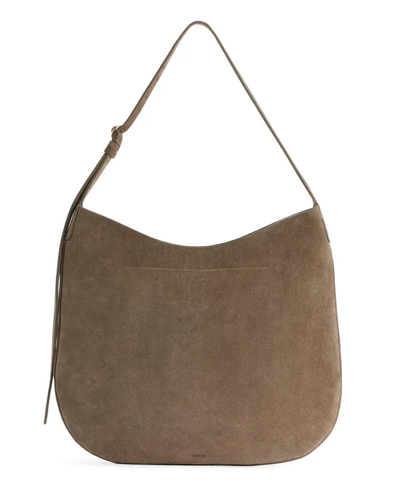 Arket Schultertasche Aus Veloursleder -Beige Beige