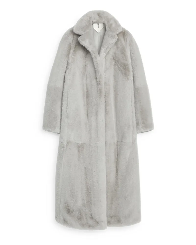 Arket Mantel Aus Fellimitat - Grau Grau