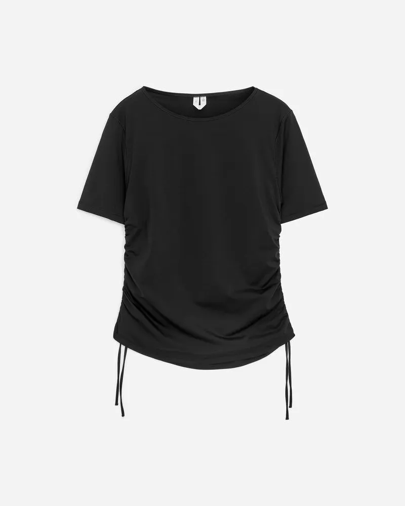 Arket Oberteil Mit Raffung -Schwarz Schwarz