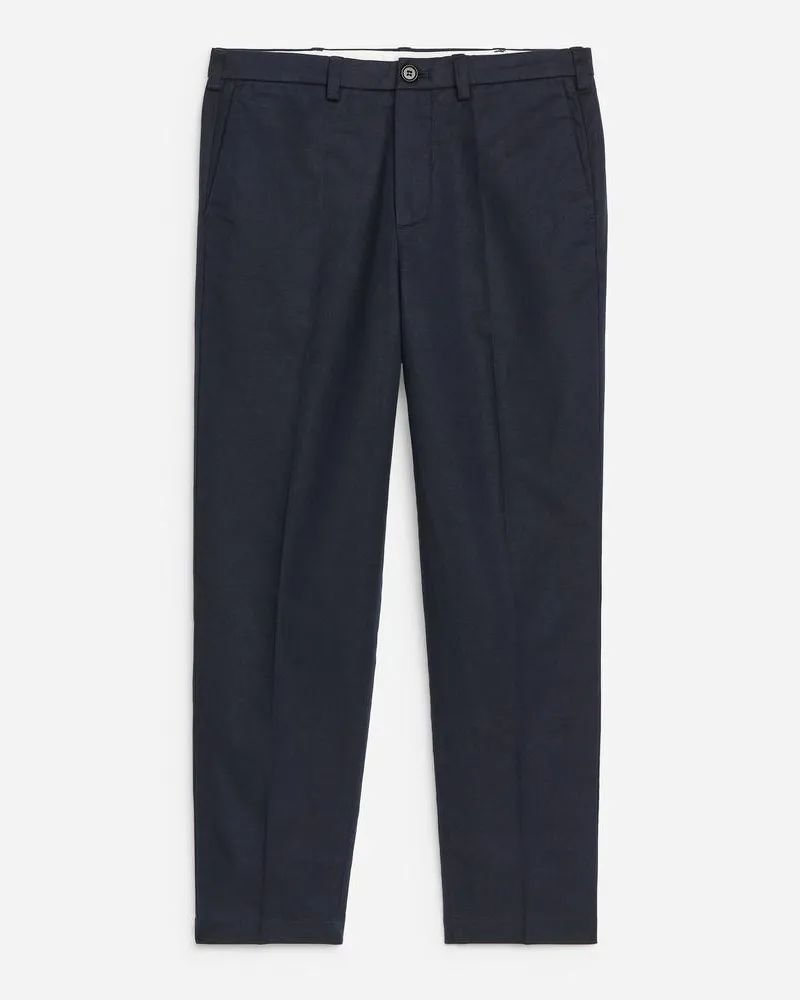 Arket Baumwollleinen-Hose Regular Cropped - Blau Dunkelblau