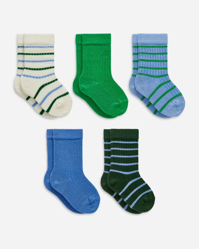 Arket 5 Paar Rippstricksocken Für Babys -Grün Grün