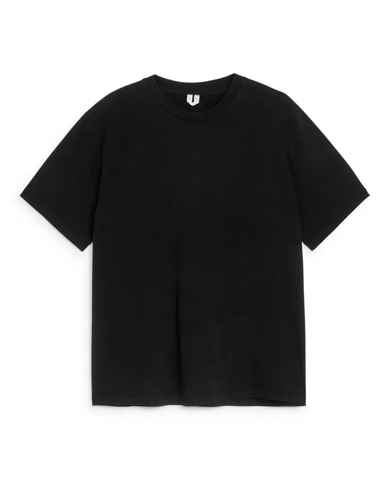 Arket T-Shirt Ohne Seitennähte -Schwarz Schwarz