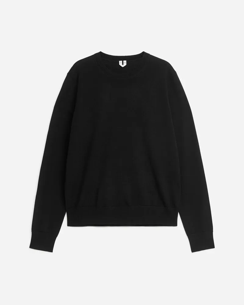 Arket Feinstrickpullover Aus Merinowolle -Schwarz Schwarz