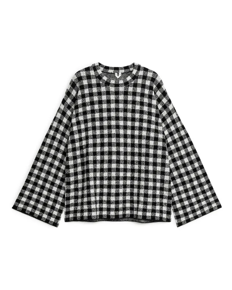 Arket Jacquardpullover Mit Vichykaros - Schwarz|Mehrfarbig|Weiß Schwarz