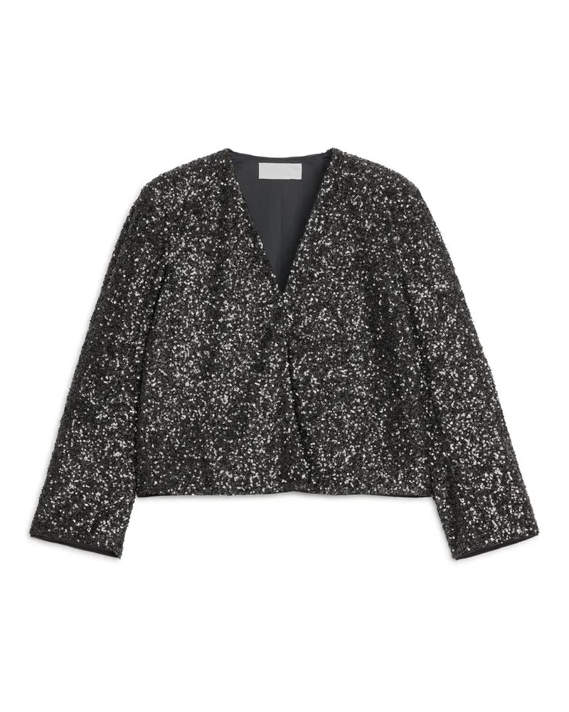 Arket Jacke Mit Pailletten - Grau|Silberfarben Dunkelgrau