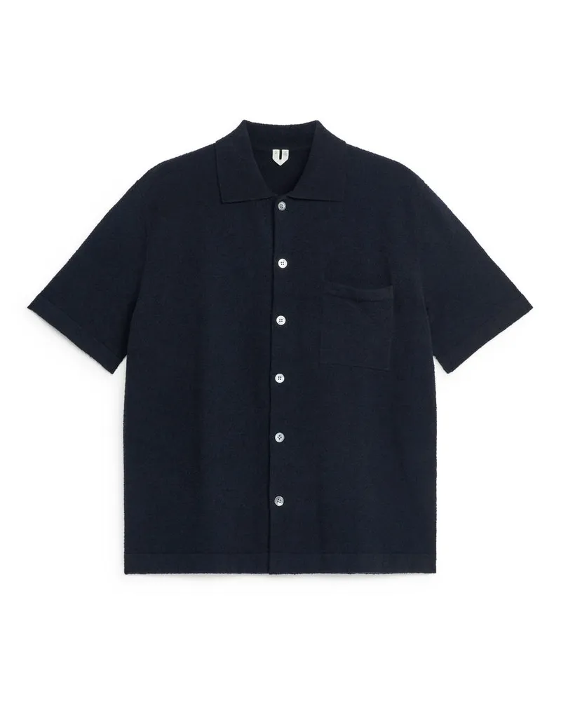 Arket Poloshirt Mit Knopfleiste - Blau Dunkelblau