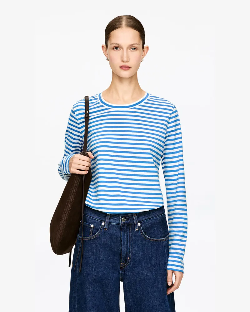 Arket IRIS Charakteristisches Langarm-T-Shirt -Blau Blau