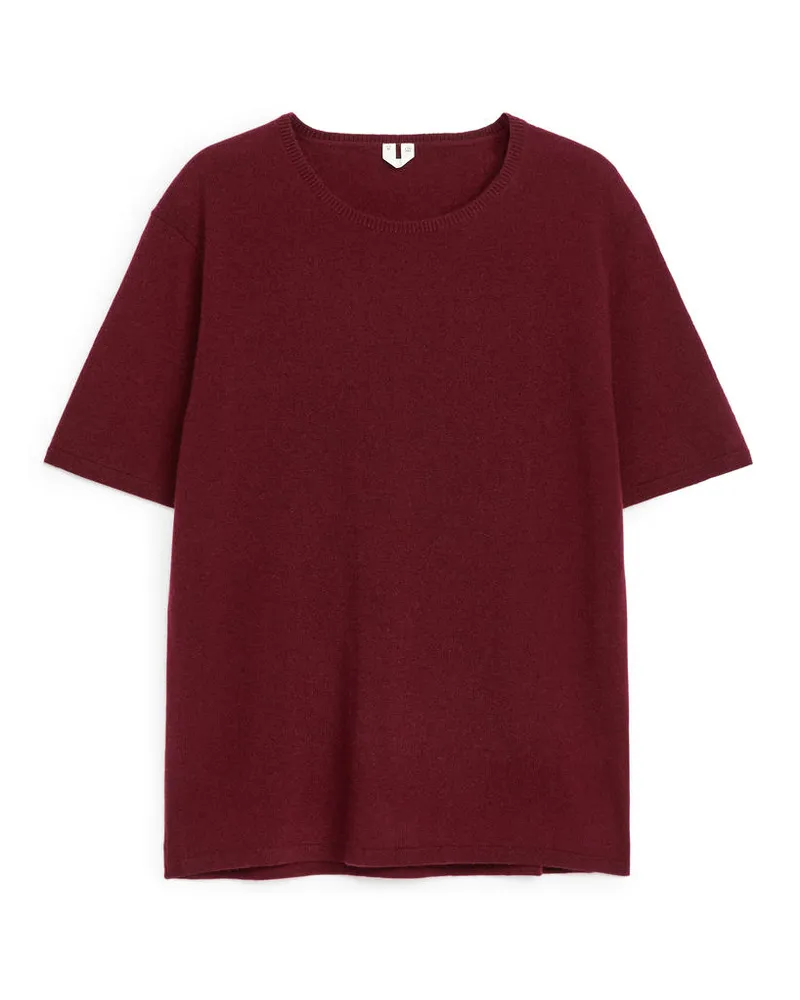 Arket T-Shirt Aus Kaschmir - Rot Weinrot