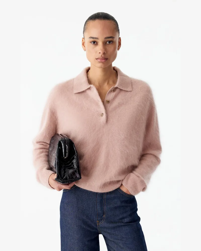 Arket Polopullover Aus Gebürstetem Kaschmir -Rosa Rosa