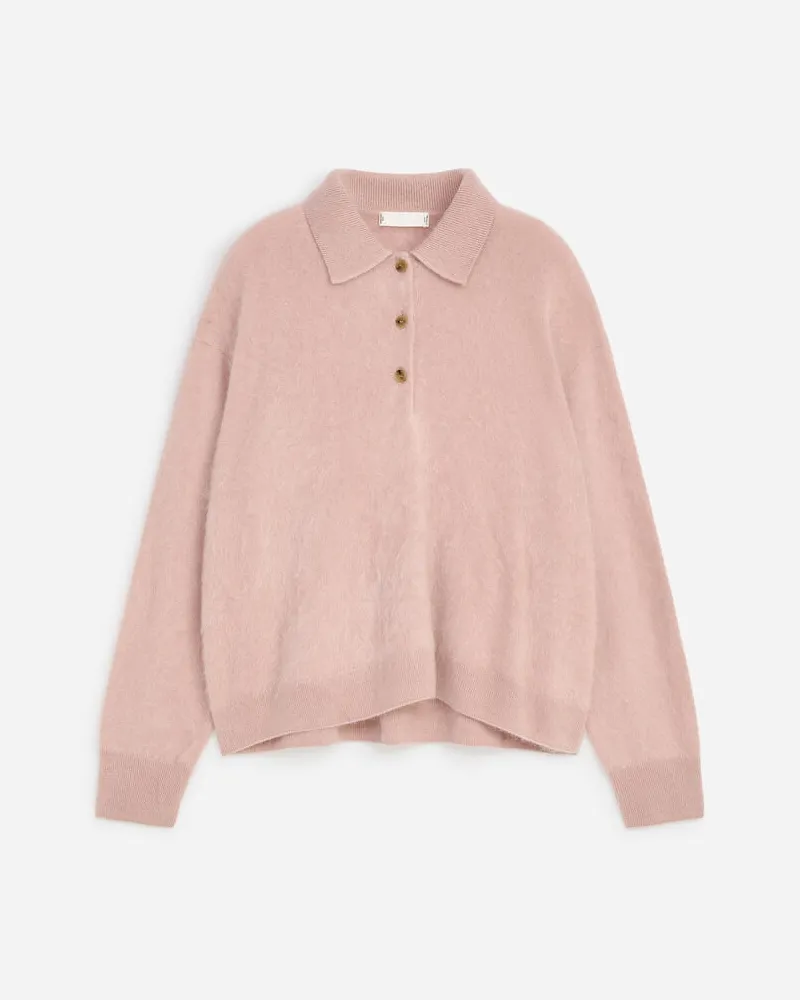 Arket Polopullover Aus Gebürstetem Kaschmir -Rosa Rosa