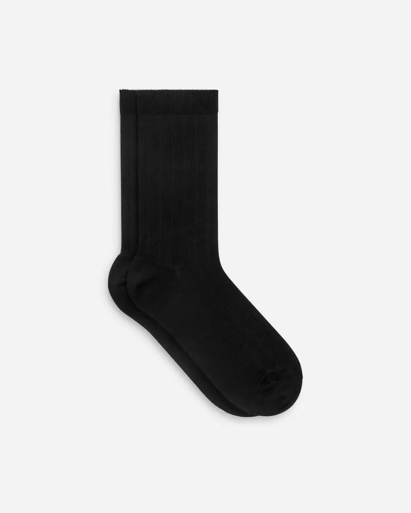 Arket Gerippte Socken Aus Seidenmischung -Schwarz Schwarz