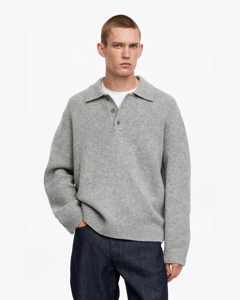 Arket Polopullover Aus Wolle -Grau Grau