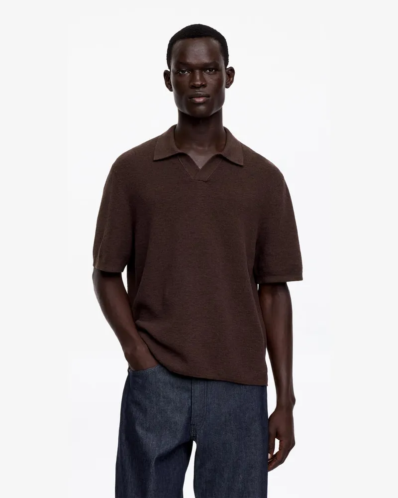 Arket Poloshirt Aus Baumwoll-Leinen -Braun Braun