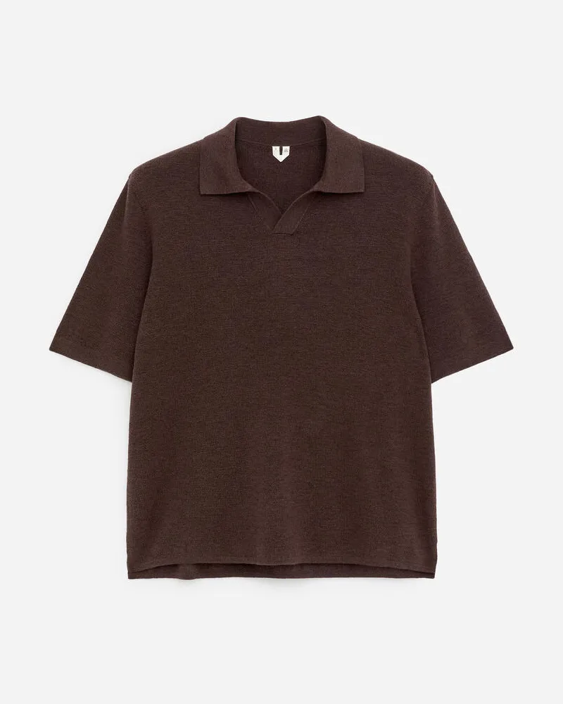 Arket Poloshirt Aus Baumwoll-Leinen -Braun Braun
