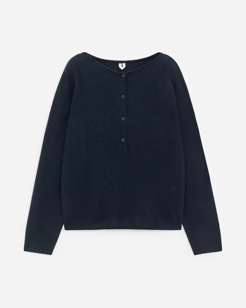 Arket Pullover Mit U-Boot-Ausschnitt Aus Reinem Kaschmir -Blau Blau