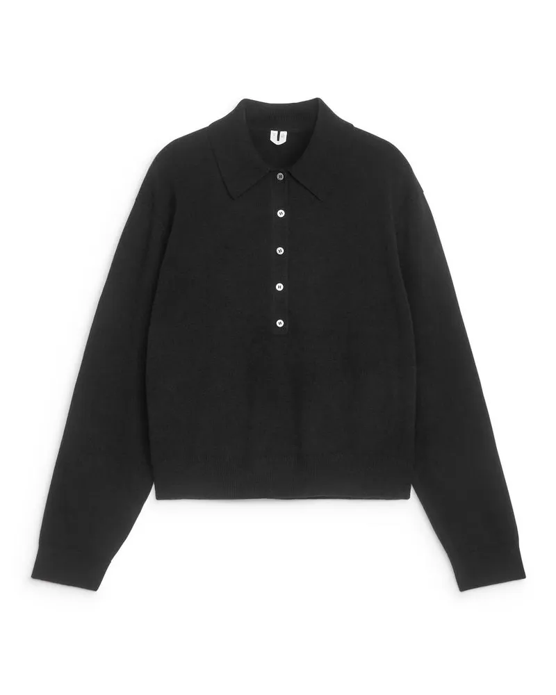Arket Polopullover Aus Wolle -Schwarz Schwarz