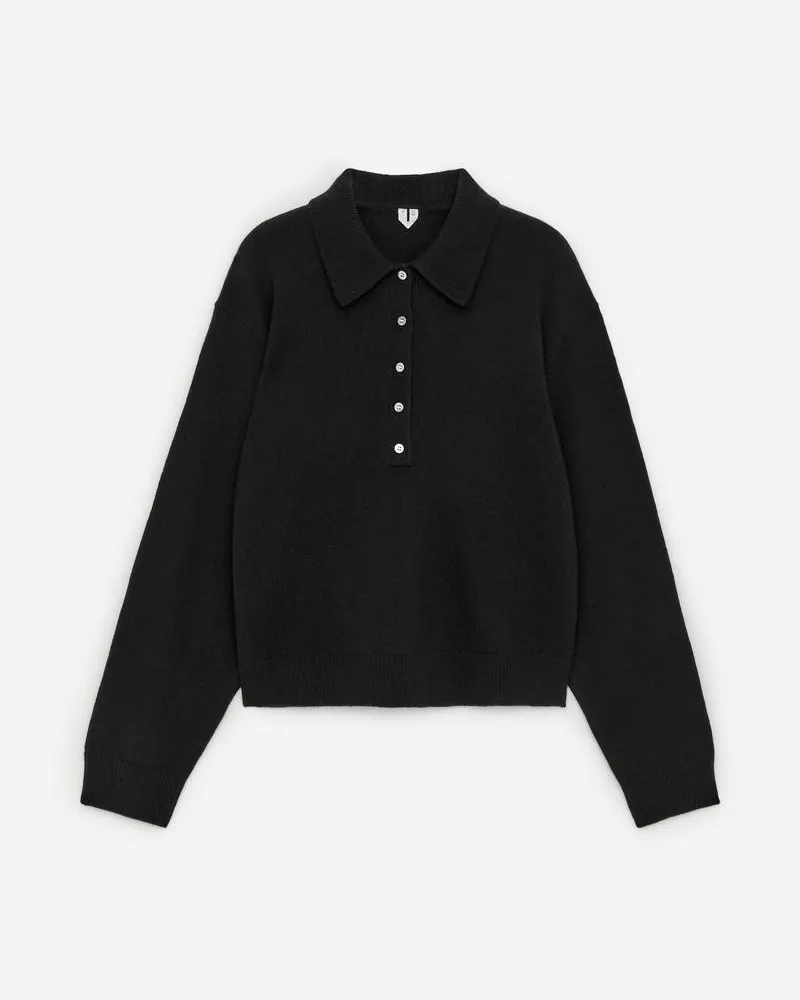Arket Polopullover Aus Wolle - Schwarz Schwarz