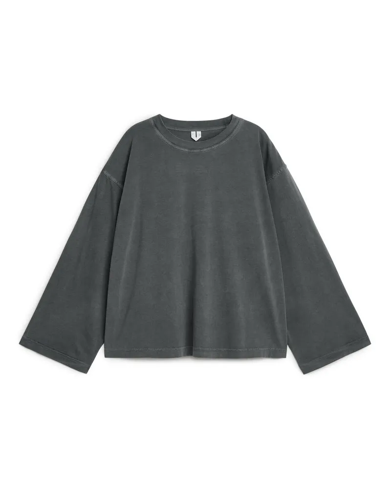 Arket Langarmshirt - Schwarz|Grau Verwaschenes