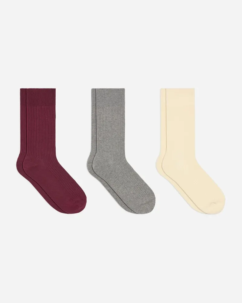 Arket Gerippte Socken Aus Supima-Baumwolle 3er-Pack -Beige Beige