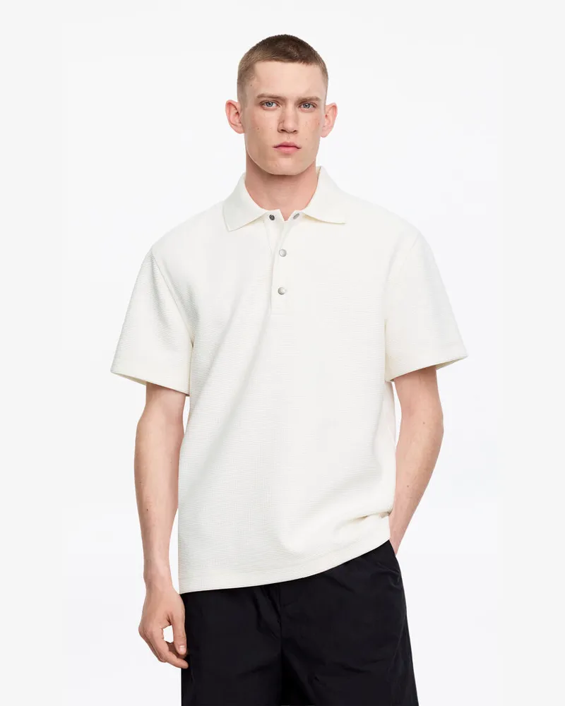 Arket Poloshirt Mit Waffelmuster -Weiß Weiß