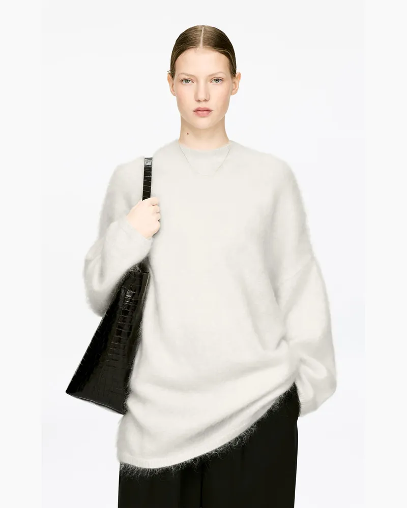 Arket Pullover Aus Mohair Und Wolle -Weiß Weiß