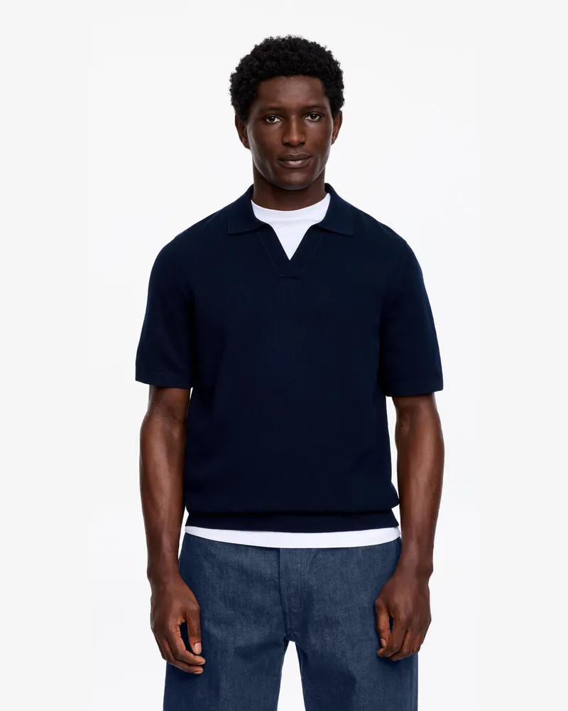 Arket Strukturiertes Polohemd -Blau Blau