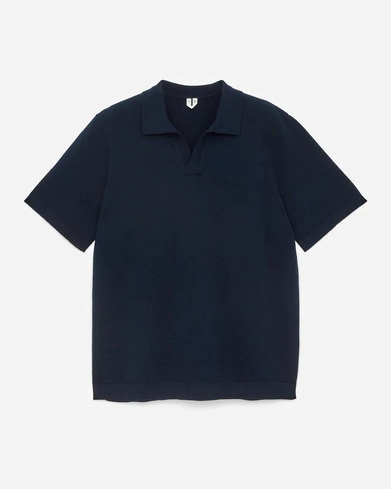 Arket Strukturiertes Polohemd -Blau Blau