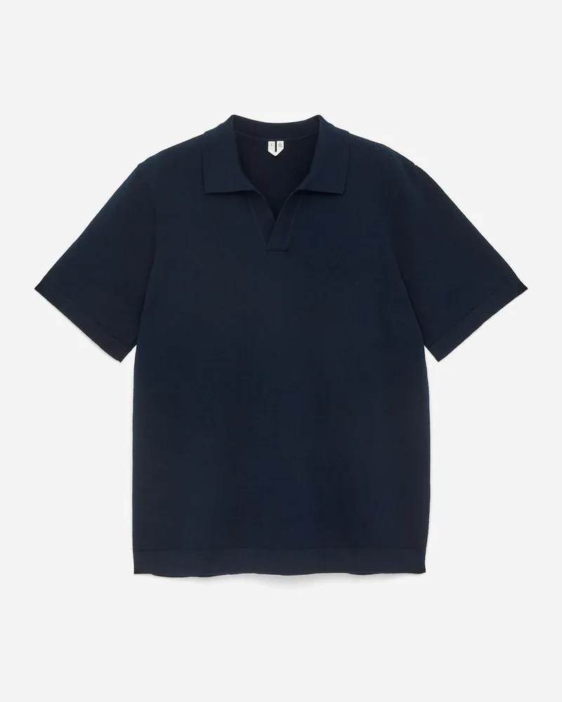 Arket Strukturiertes Polohemd -Blau Blau