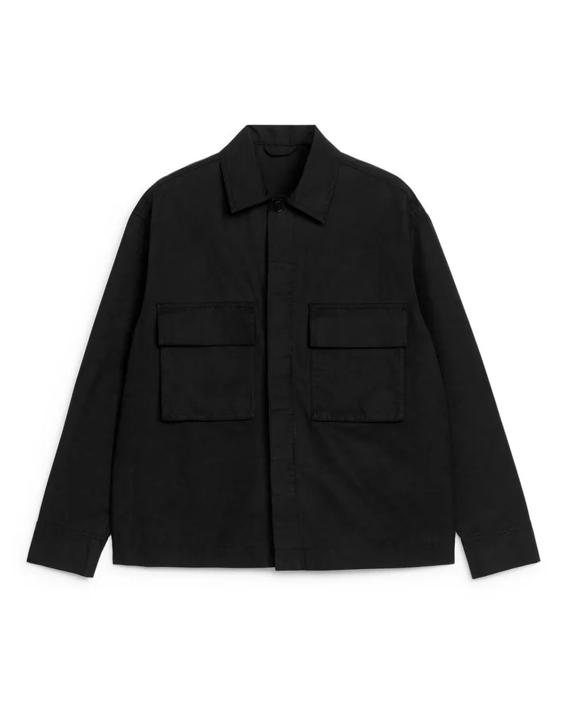 Arket Overshirt Aus Baumwollcanvas -Schwarz Schwarz