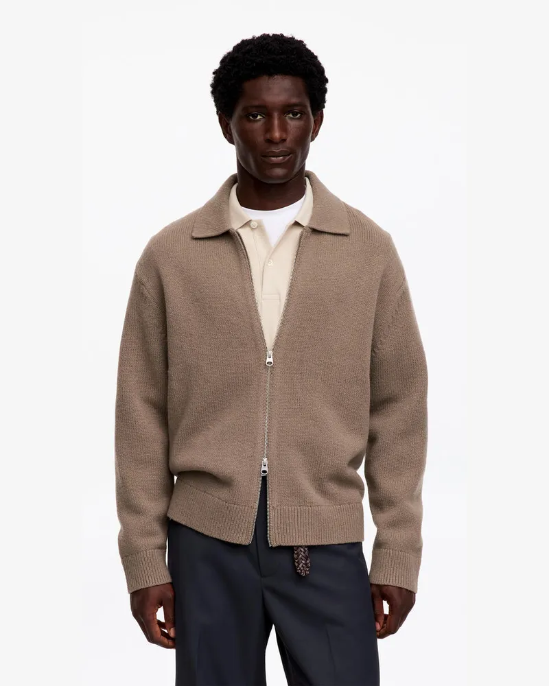 Arket Strickjacke Aus Wolle Mit Reißverschluss -Beige Beige