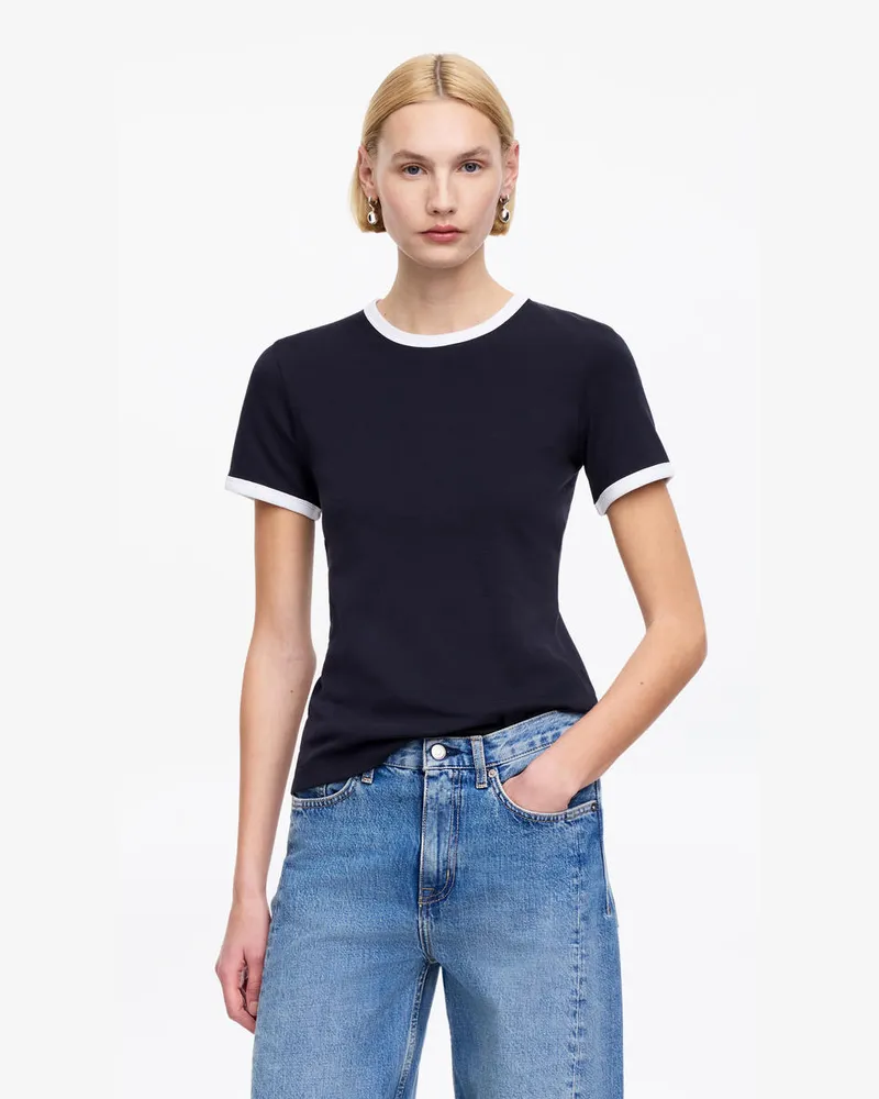 Arket Geripptes T-Shirt -Blau Blau