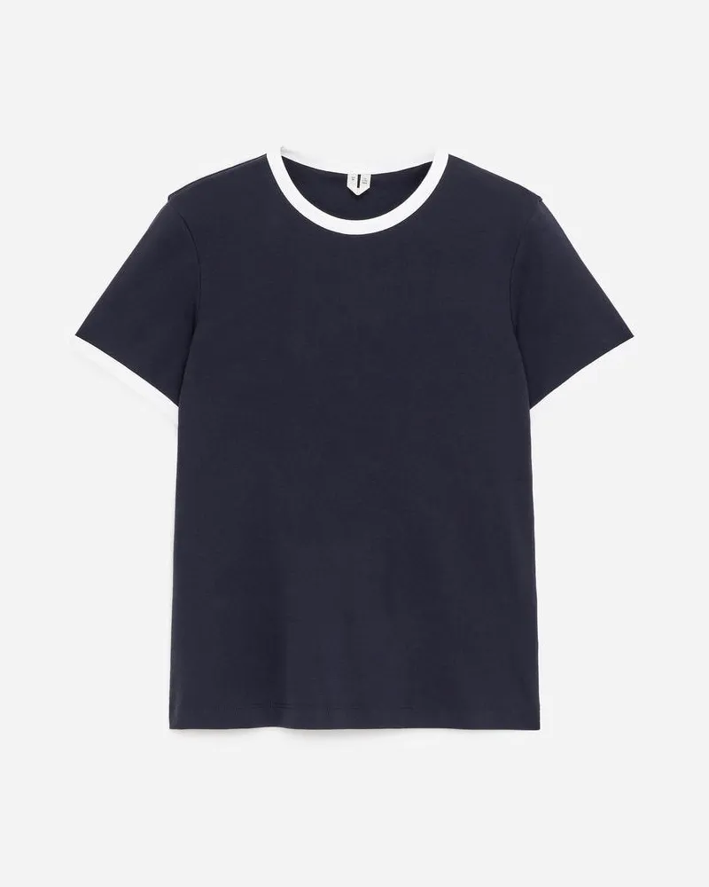 Arket T-Shirt Mit Kontrastfarbenen Einfassungen -Blau Blau
