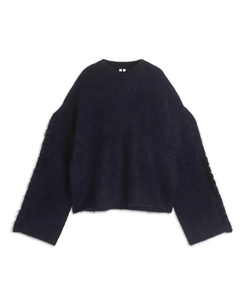 Arket Pullover Aus Mohair Und Wolle Mit Rüschen - Blau Dunkelblau