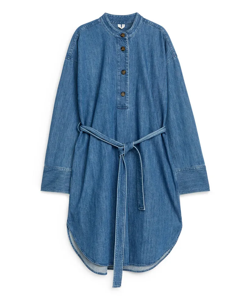 Arket Denim-Hemdkleid - Blau Mittelblau