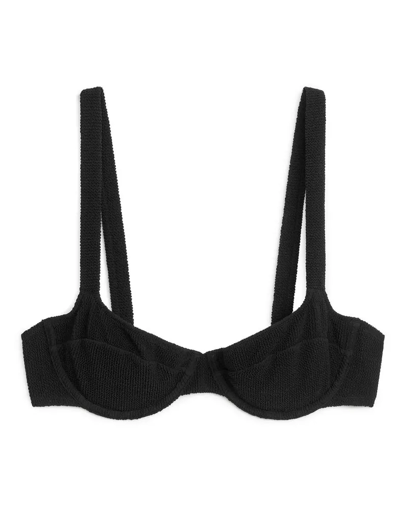Arket Crinkle-Bikini-Oberteil Mit Bügeln - Schwarz Schwarz