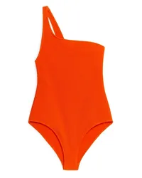 Arket One-Shoulder-Badeanzug In Crinkle-Optik Orange