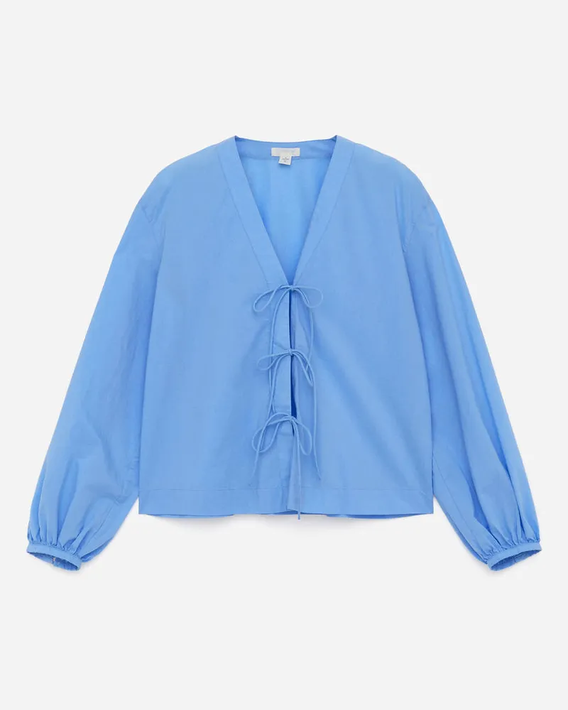 Arket Bluse Mit Bindedetails - Blau Hellblau