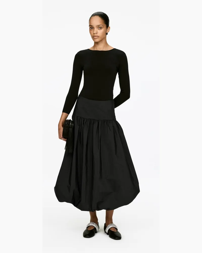 Arket Taftrock Mit Bubble-Saum -Schwarz Schwarz