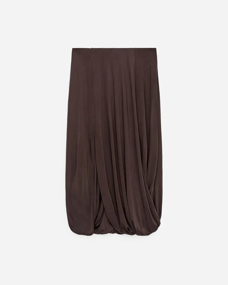 Arket Viskoserock Mit Draperie -Braun Braun