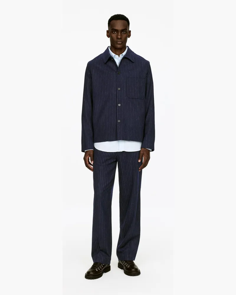 Arket Overshirt Aus Wollmischung Mit Nadelstreifen -Blau Blau