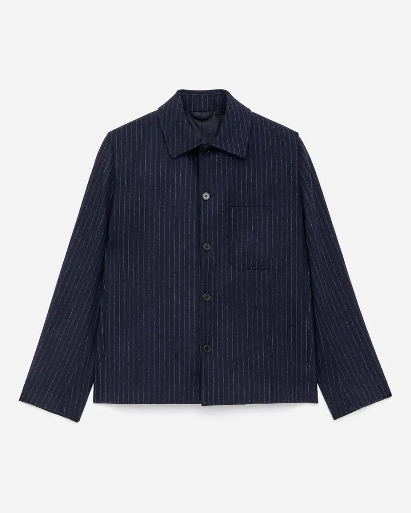 Arket Overshirt Aus Wollmischung Mit Nadelstreifen -Blau Blau