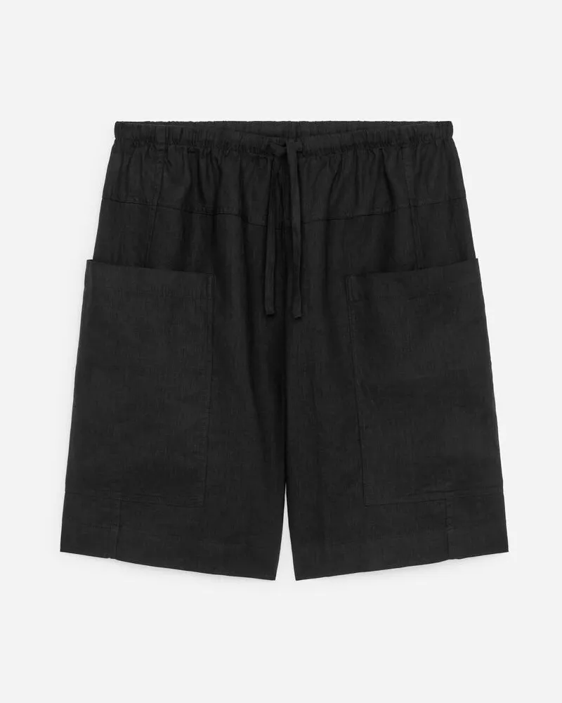 Arket Leinen-Shorts -Schwarz Schwarz