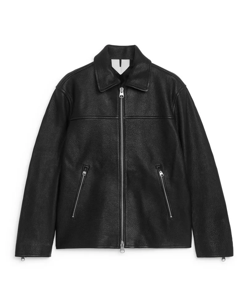 Arket Lederjacke - Schwarz Schwarz