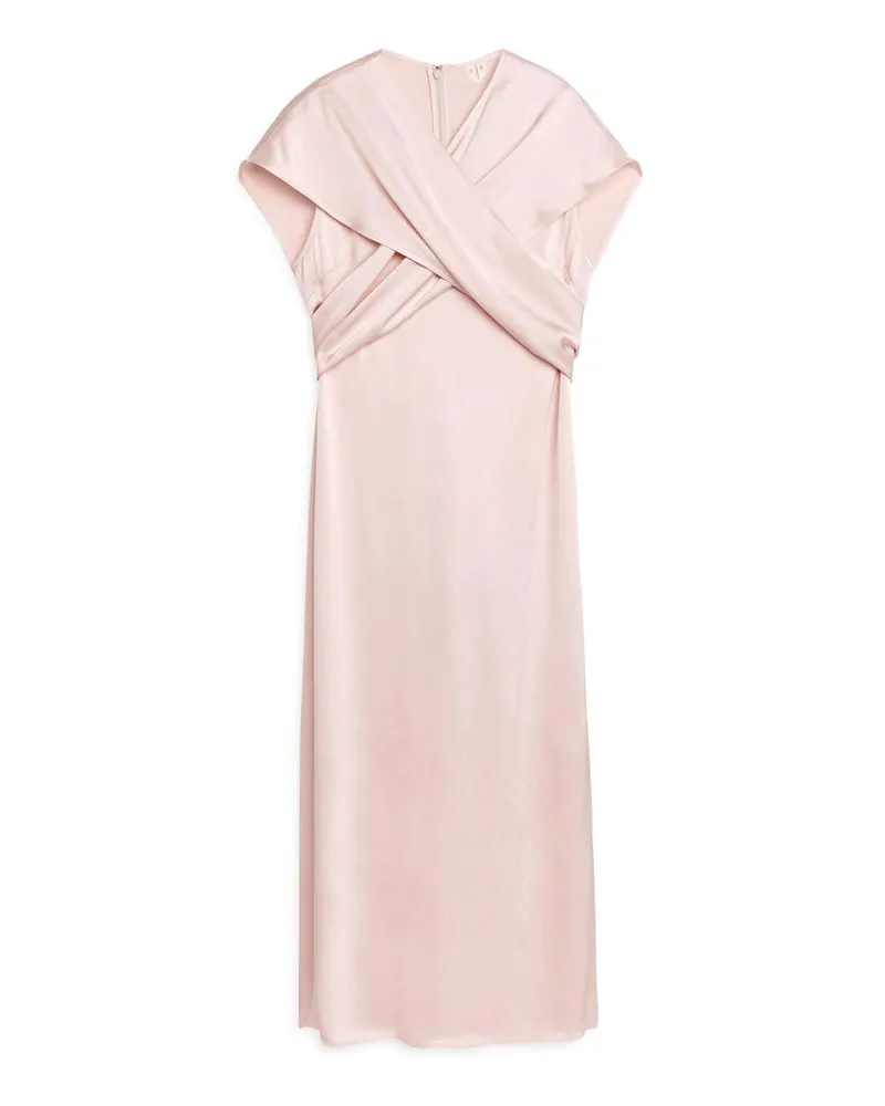Arket Drapiertes Kleid Mit Bindedetail - Rosa Rosa