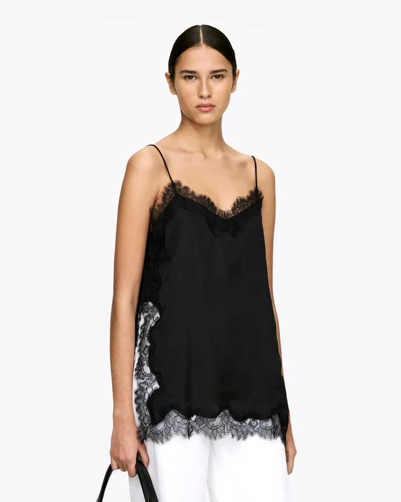 Arket Trägertop Mit Spitze -Schwarz Schwarz