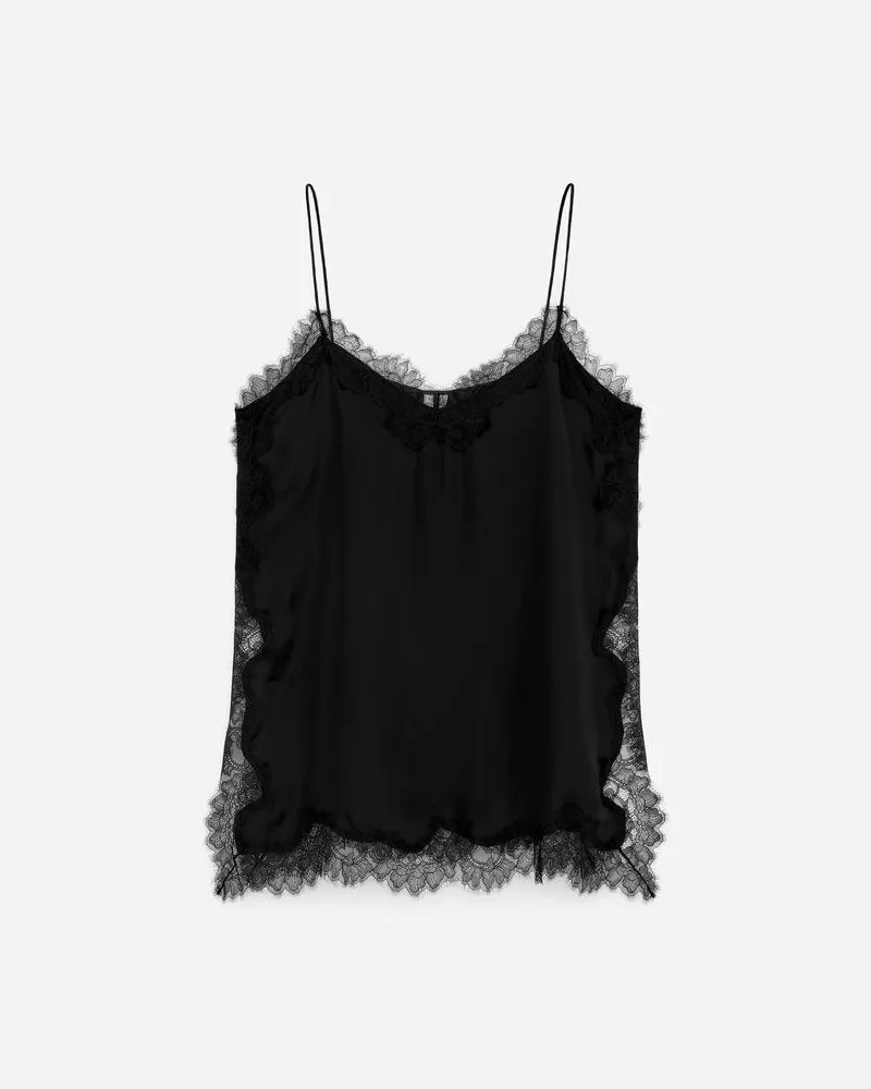Arket Trägertop Mit Spitze -Schwarz Schwarz