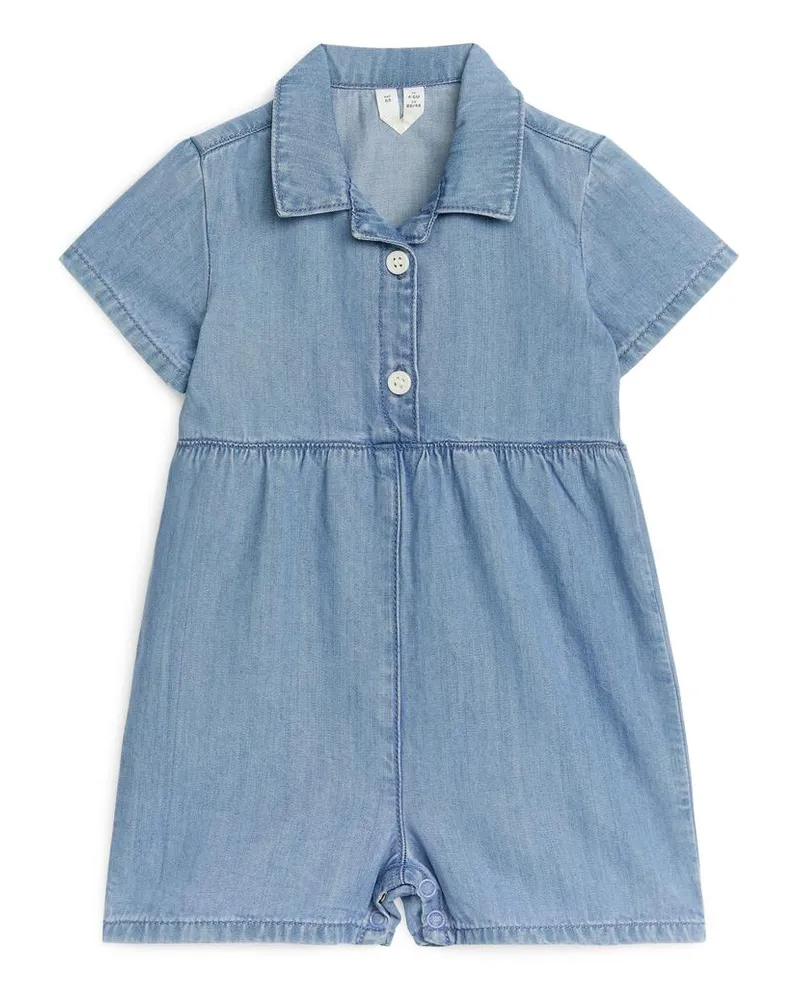 Arket Kurzer Denim-Jumpsuit - Blau Hellblau