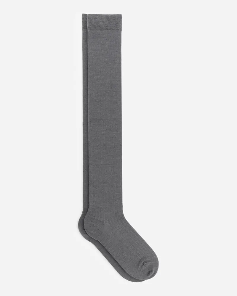 Arket Overknee-Wollsocken - Grau Grau