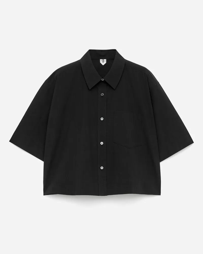 Arket Kurzärmlige Hemdbluse - Schwarz Schwarz